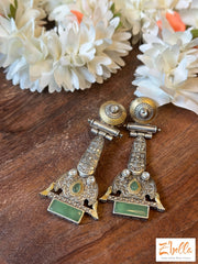 Designer Earring Kundan And Mint Stone Earrings Silver Tone