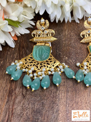 Designer Earring With Mint Stone Earrings Gold Tone
