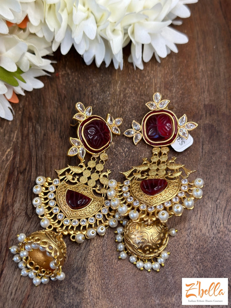 Designer Jhumka Earrings Gold Tone