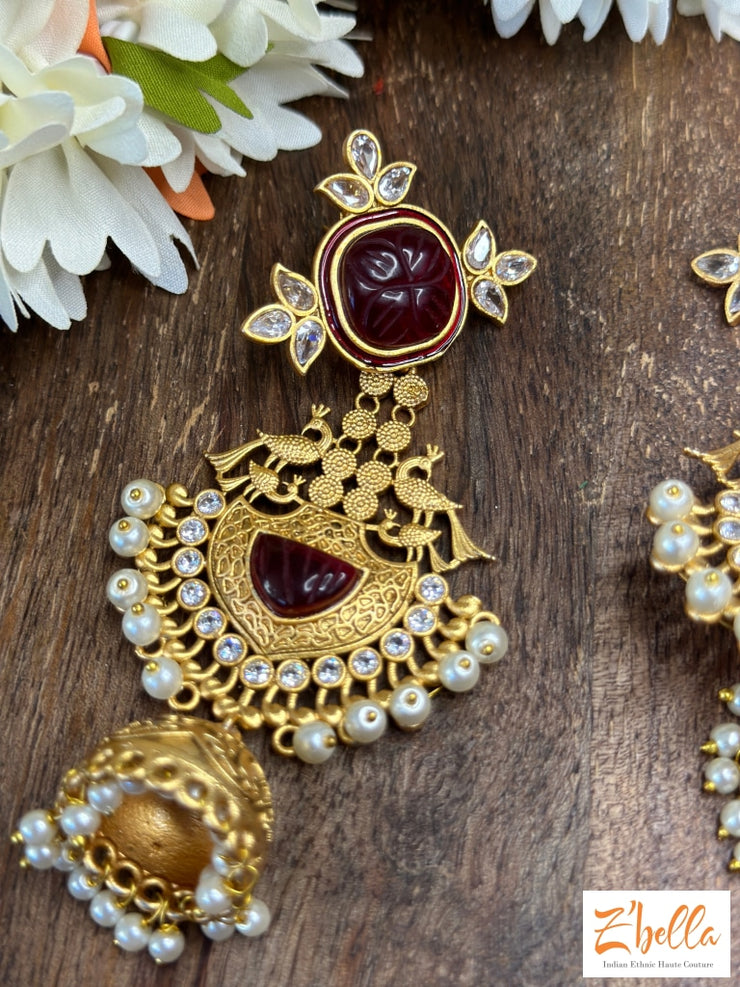 Designer Jhumka Earrings Gold Tone