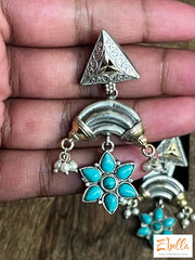 Earring With Light Blue Stone Earrings Silver Tone