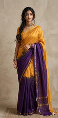 Chanderi cotton silk multi shaded saree, with BP