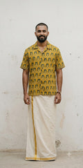 Ajrakh handblock printed Cuban colar shirts in pure modal silk