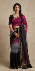 Chanderi cotton silk multi shaded saree, with BP