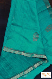 Emrald Green Matka Silk Saree With Peach Pallu And Stitched Blouse Saree