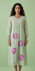 Chanderi silk dress with embroidery
