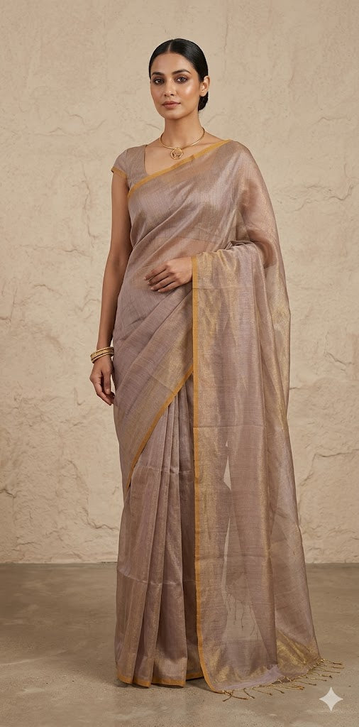 Pure Tissue linen tested Zari saree, no BP