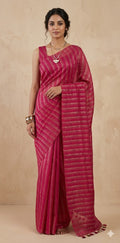 Chanderi tissue silk saree with stripe , No BP