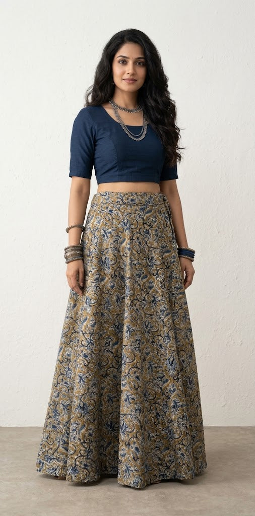 Kalamkari skirt - fits up to 36inch waist