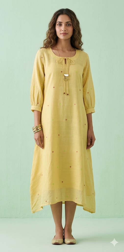 Handloom jamdani cotton dress