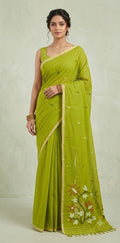 Light green with handloom jhamdani weave