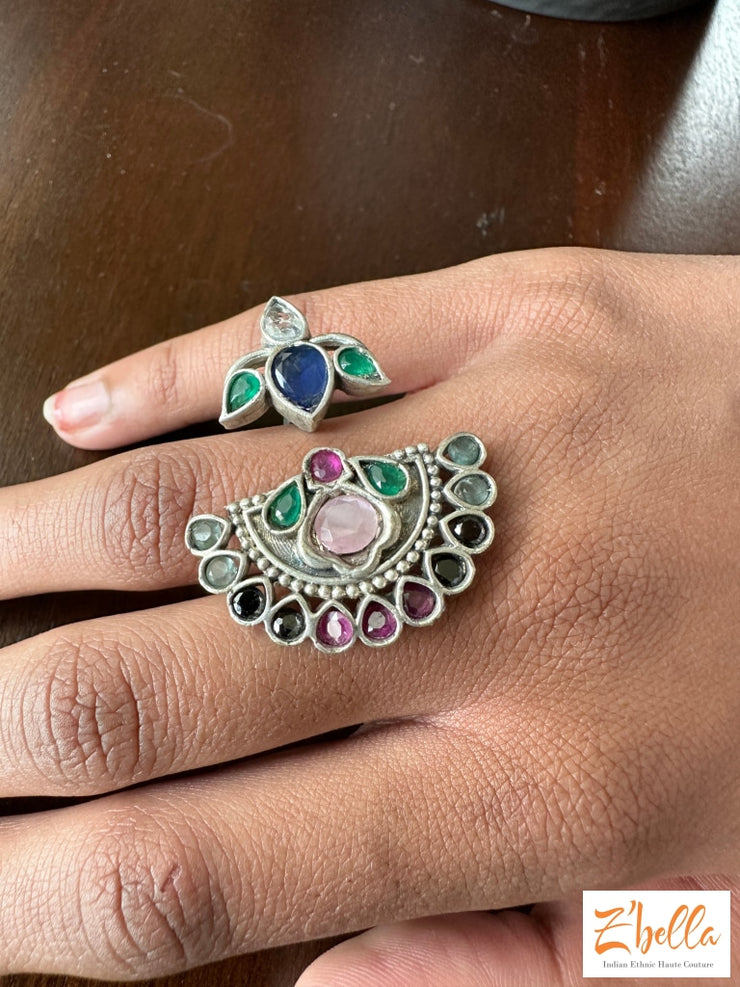 Finger Ring Red And Multi Color Stone Ring