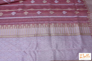 Flesh Pink Kora Silk Saree With Banarsi Weave Saree