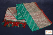 Green And Red Katan Designer Saree With Stitched Blouse Saree