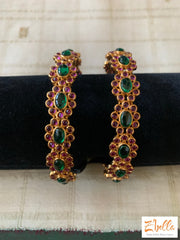 Green And Red Stone Kada - Size 2.6 Bangles