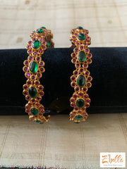 Green And Red Stone Kada - Size 2.6 Bangles