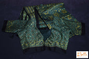 Green And Yellow Modal Silk Saree With Mirror Work Stitched Blouse Saree