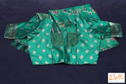 Green Semi Katan Saree With Stitched Blouse Saree