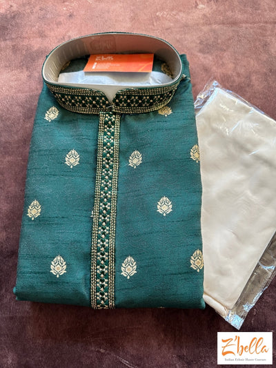 Green Semi Silk Soft Kurta With Bottom Kurta