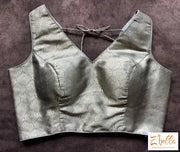Grey Brocade Blouse Blouse