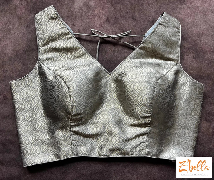 Grey Brocade Blouse Blouse