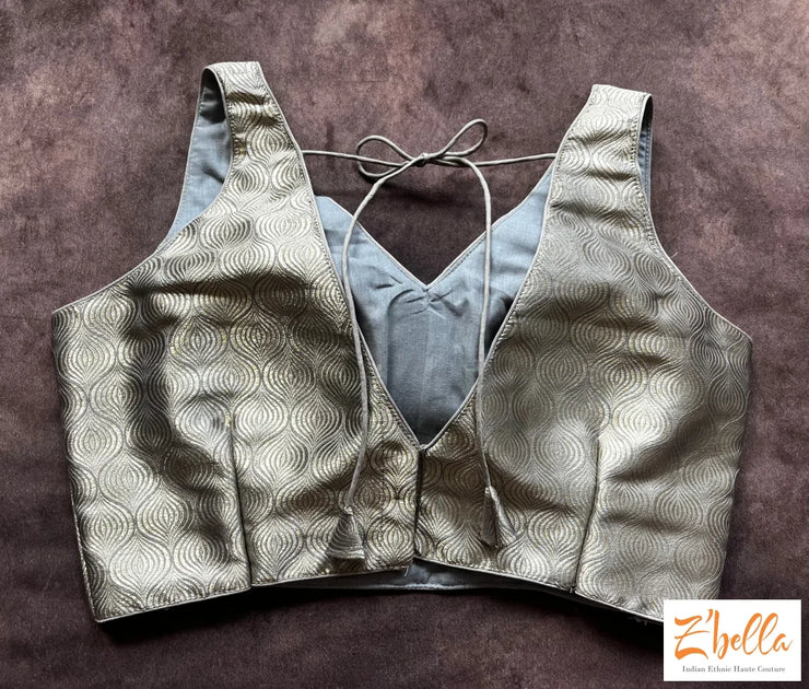 Grey Brocade Blouse Blouse
