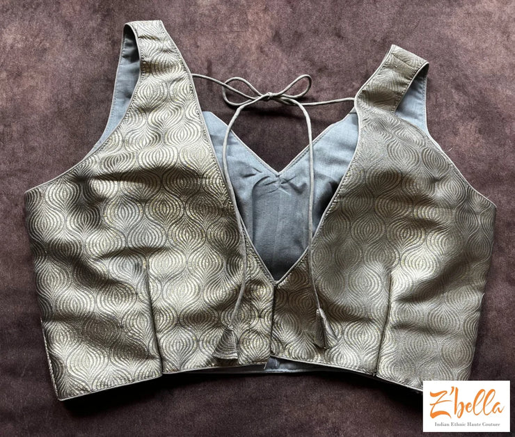 Grey Brocade Blouse Blouse
