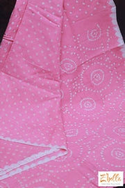 Hand Bandhej Light Pink Cotton Saree With Bp Saree