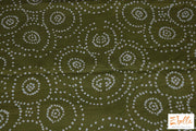 Hand Bandhej Olive Green Cotton Saree With Bp Saree