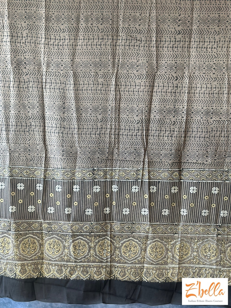 Hand Block Printed Ajrakh Cotton Dupatta Dupatta