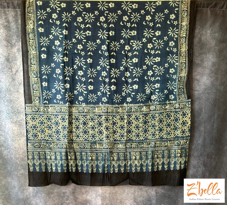 Hand Block Printed Ajrakh Cotton Dupatta Dupatta