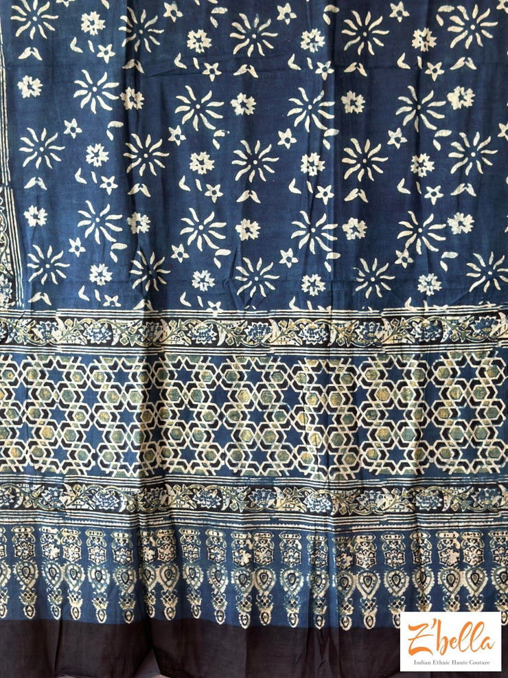 Hand Block Printed Ajrakh Cotton Dupatta Dupatta