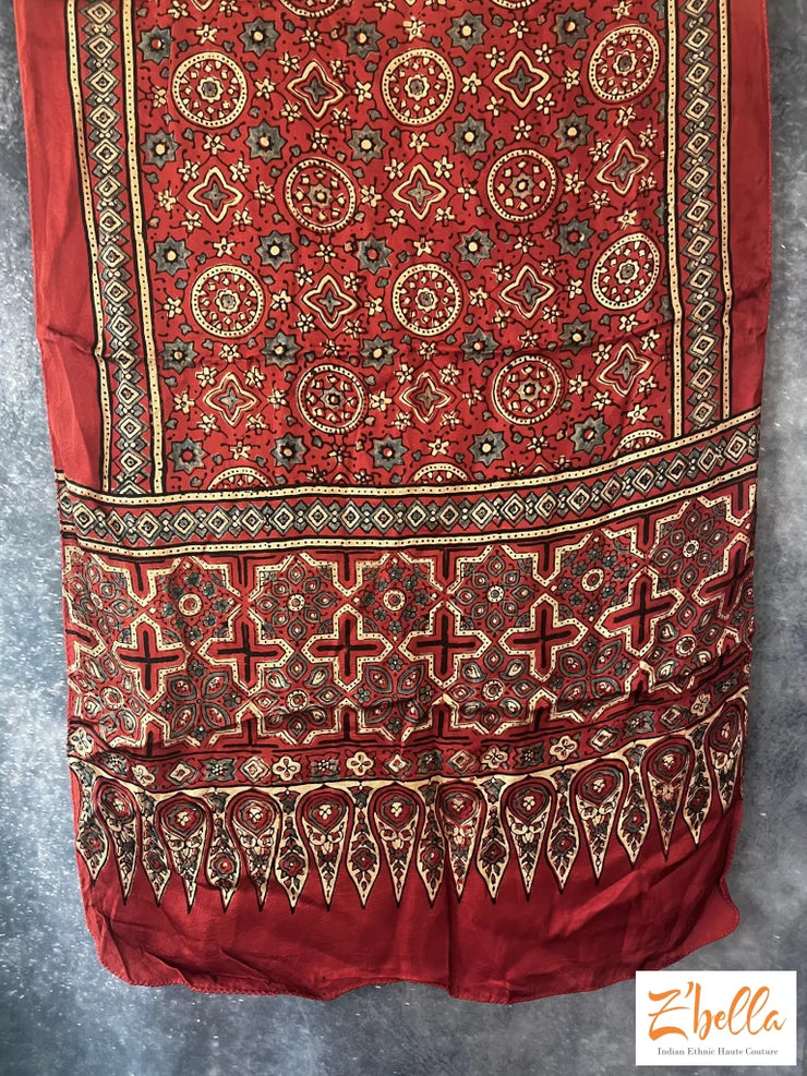 Hand Block Printed Modal Silk Stole Dupatta