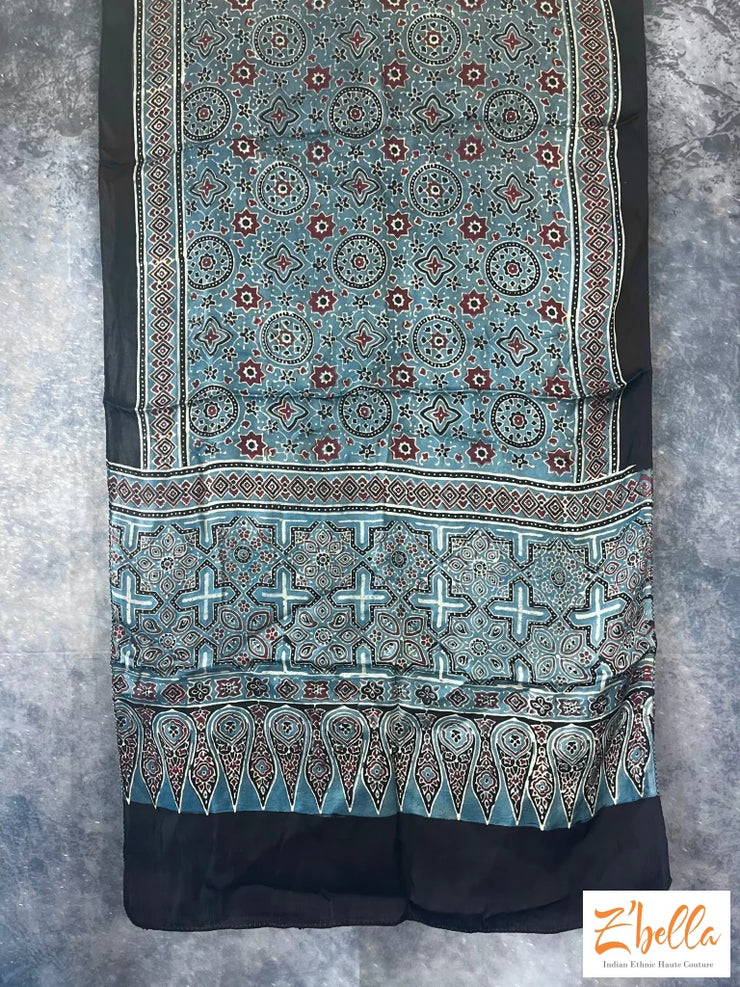 Hand Block Printed Modal Silk Stole Dupatta