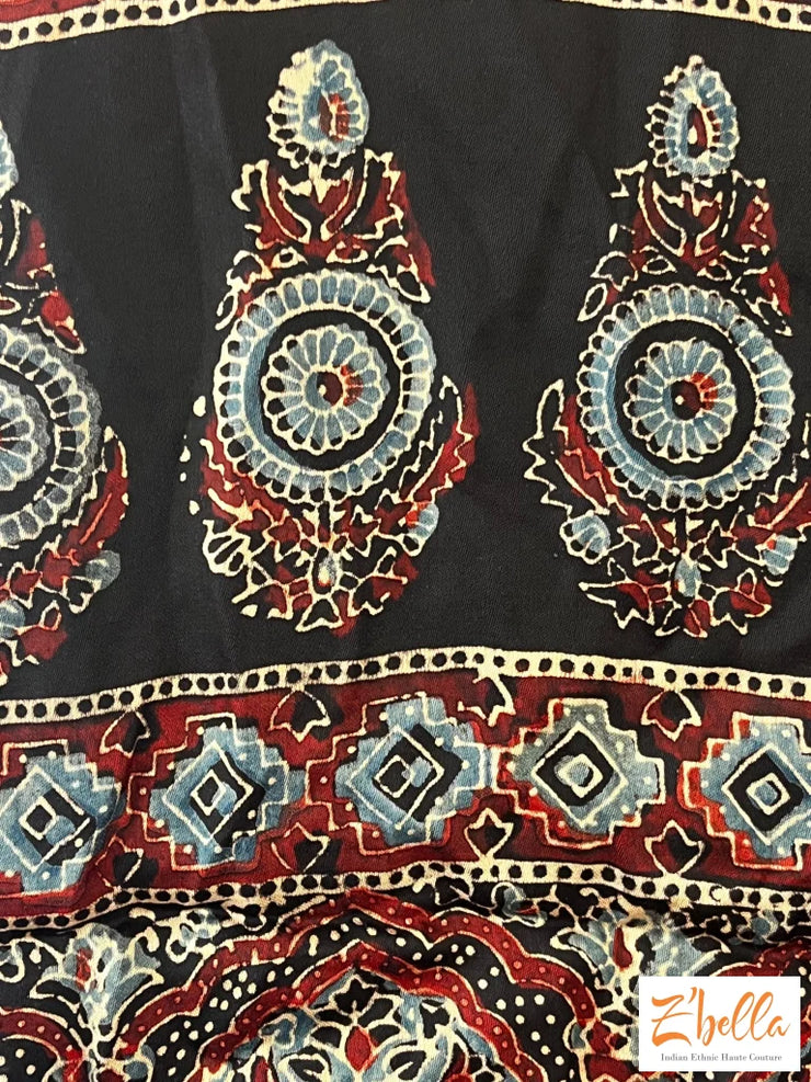 Hand Block Printed Modal Silk Stole Dupatta
