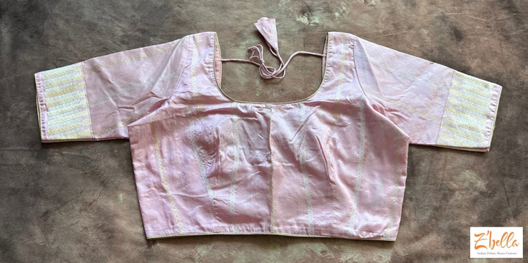 Hand Woven Light Pink Katan Silk Saree With Banarsi Weave Saree