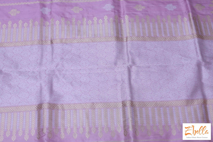 Light Pink Katan Silk Saree With Banarsi Weave Saree
