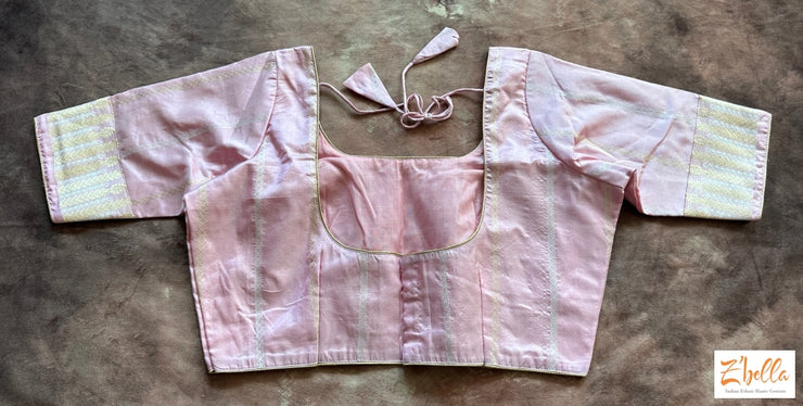 Hand Woven Light Pink Katan Silk Saree With Banarsi Weave Saree