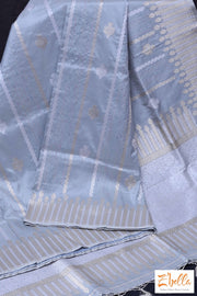 Silver Grey Katan Silk Saree With Banarsi Weave Saree