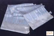 Silver Grey Katan Silk Saree With Banarsi Weave Saree