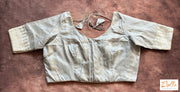 Hand Woven Silver Grey Katan Silk Saree With Banarsi Weave Saree