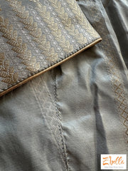 Hand Woven Silver Grey Katan Silk Saree With Banarsi Weave Saree