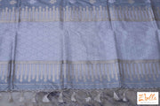 Silver Grey Katan Silk Saree With Banarsi Weave Saree