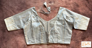 Hand Woven Silver Grey Katan Silk Saree With Banarsi Weave Saree