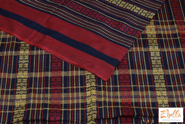 Handloom Certified Dhonekhali Saree In Yellow Red And Balck Combo No Bp Saree