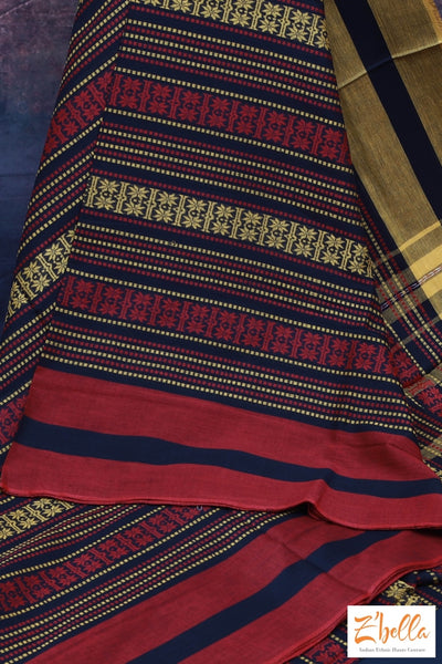 Handloom Certified Dhonekhali Saree In Yellow Red And Balck Combo No Bp Saree