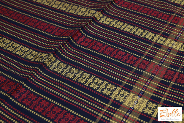 Handloom Certified Dhonekhali Saree In Yellow Red And Balck Combo No Bp Saree