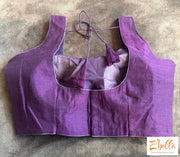 Handwoven Purple Stripe Tissue Cotton Saree With Stitched Blouse Saree