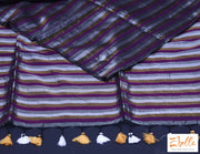 Handwoven Purple Stripe Tissue Cotton Saree With Stitched Blouse Saree