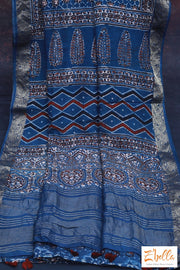 Indigo Blue Ajrak Dola Silk Saree No Bp Saree